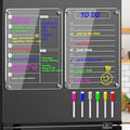 Magnetic Acrylic Weekly Planner and to Do List Set for Fridge – 8"×12" Clear Dry Erase Boards with 6 Markers, Reusable Fridge Whiteboard for Meal Planning, Chores, Office & Family Tasks