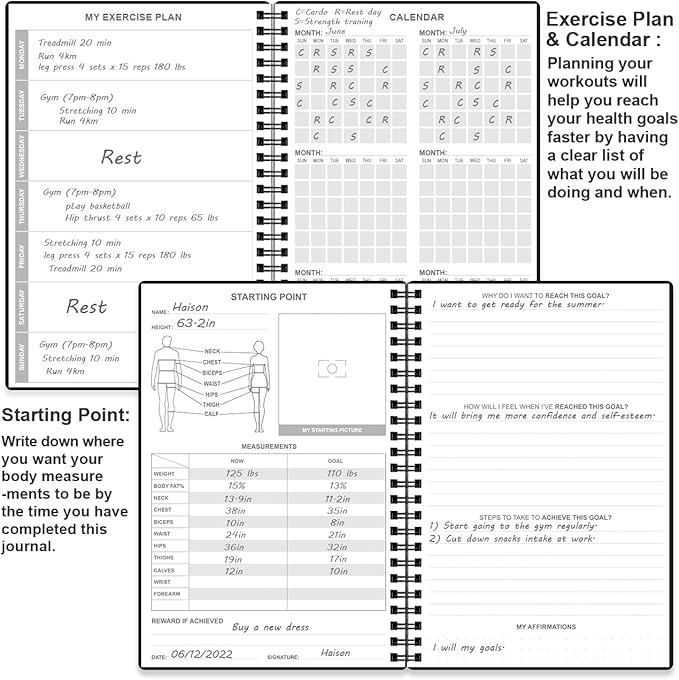 Weekly Meal Planner Notebook - A5 Weekly & Daily Meal Prep Journal with Shopping and Grocery Lists for Menu Planning, 93 Sheets/186 Pages Healthy Diet & Weight Loss Tracking, Undated, 52 Weeks, Lasts