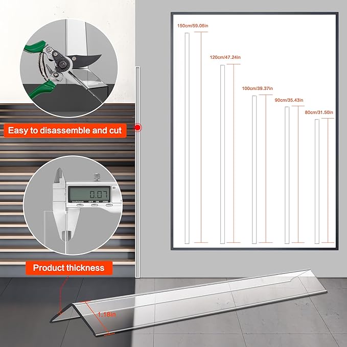 Clear Self-Adhesive Wall Corner Protectors-4 PCS of Corner Guards & Edge Protector for Baby, Furniture, Door, Tables, Cover Sharp Furniture, Easy to Install (3cmx80cm/1.18inx31.5in)
