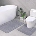 LOCHAS Bathroom Rug Set Light Grey, Soft Bath Rug Set 2 Piece, Toilet Mat U-Shaped 20x20 and 34x20 Bath Rugs, Quickly Dry Mats for Bathroom, Tub, Washable, Super Absorbent Floor Mat