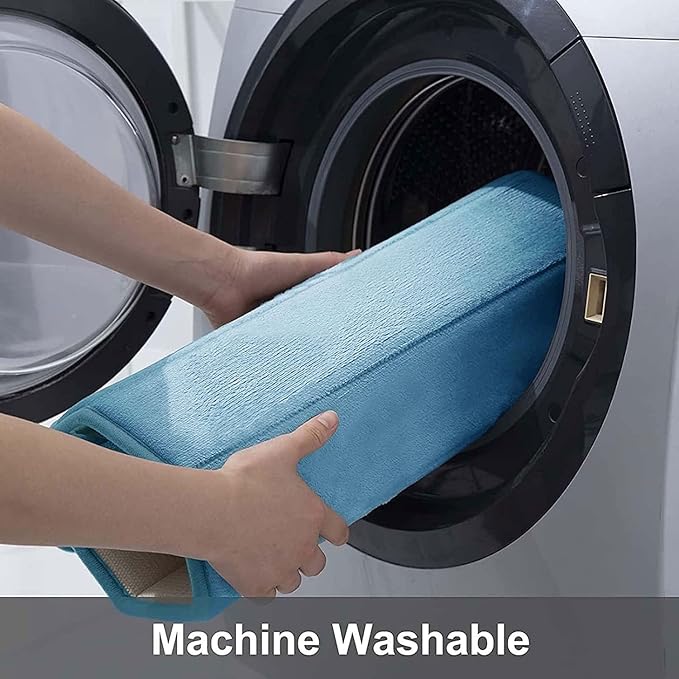 Buganda Memory Foam Bath Mat, 59" x 17", Ultra Soft and Non-Slip Bathroom Rugs, Water Absorbent and Machine Washable Bath Rug Runner for Bathroom, Shower, and Tub, Blue