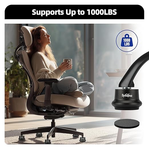 Sytopia Office Chair Bell Glides Replacement, Fixed Feet Wheel Stopper for Swivel Chairs and Stools, 7/16" x 7/8" Stem, Separate Self-Adhesive Felt Pads, Non-Slip Base, Quiet & Easy Install, 5 Pack