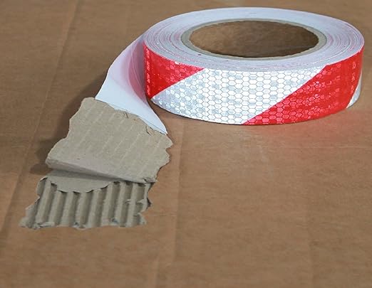 Red and White Reflective Tape Outdoor Waterproof 1 inch X 166 feet, High Visibility Hazard Safety Industrial Marking Tape