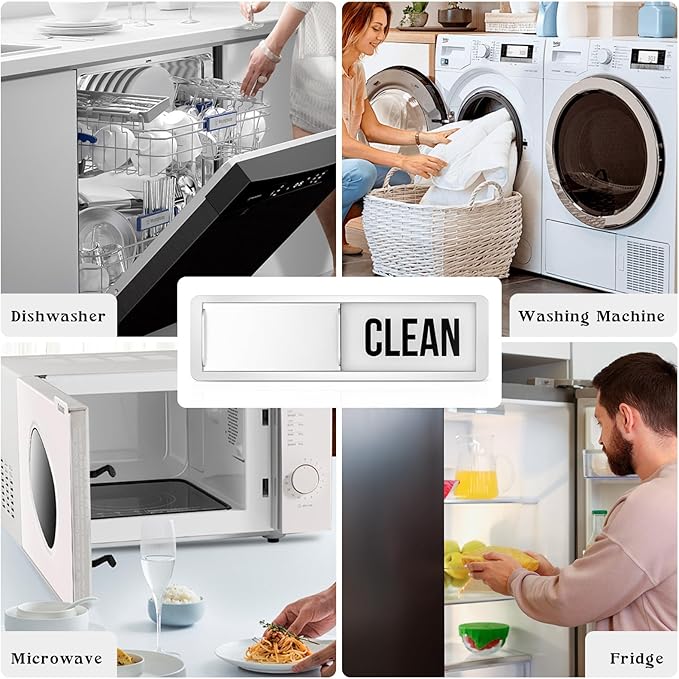 Dishwasher Magnet Clean Dirty Sign, Premium Stainless Steel Clean Dirty Magnet for Dishwasher, Large Text Easy to Read Non-Scratch Kitchen Decor for Dishwasher, Home Accessories