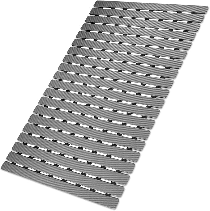 MBOSS Bathtub Mat Non Slip, Shower Mat for Inside Shower, Suction Cups Design and Drain Holes, 27.5 X 15.7 Inch, Bathroom Essentials Safe, Easy to DIY Cut, Soft and Eco-Friendly Materials