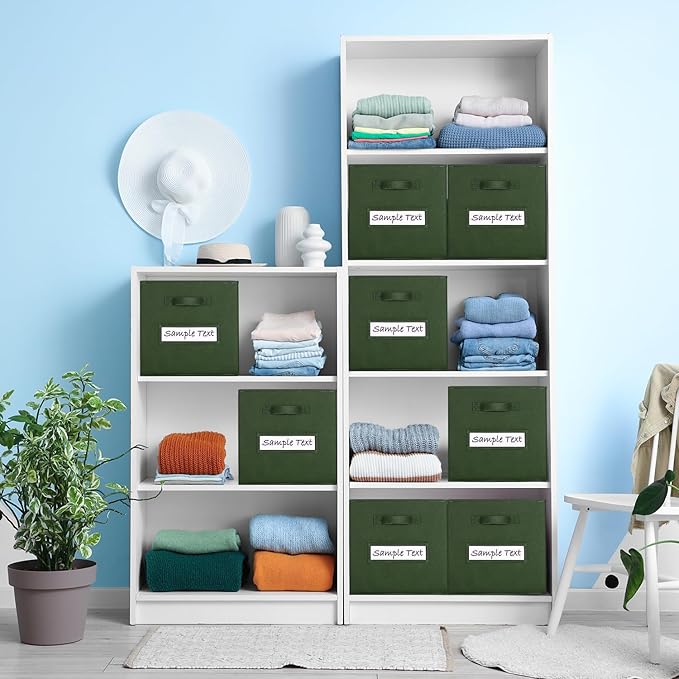 artsdi Fabric storage cubes (8 Pack) 11 Inch Cube Storage Bin, cube organizer bins with 8 Labels Window Cards & a Pen, Foldable cube organizer bins and Storage Box, Dark Green