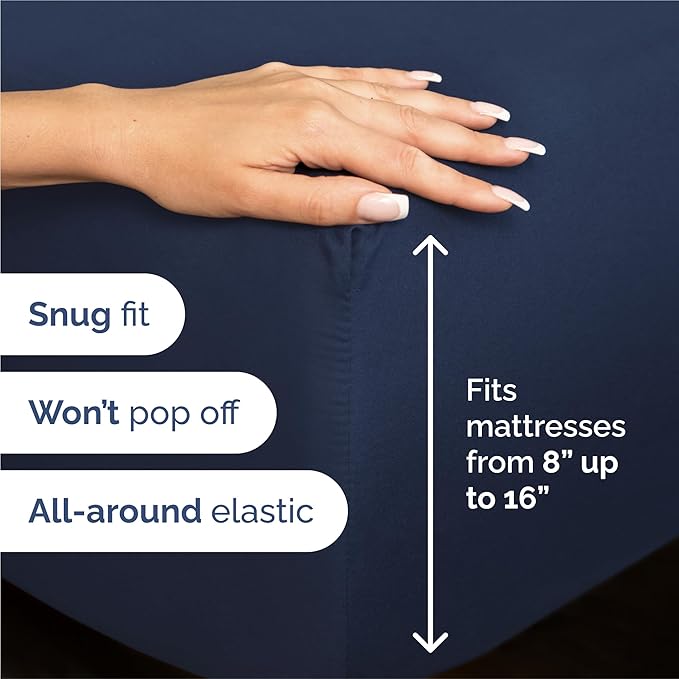 King 6 Piece Sheet Set - Cooling and Breathable Bed Sheets - Hotel Luxury Bed Sheets for Women, Men, Kids & Teens - Bedding with Deep Pockets & Easy Fit - Soft and Wrinkle Free - King Navy Blue Sheets