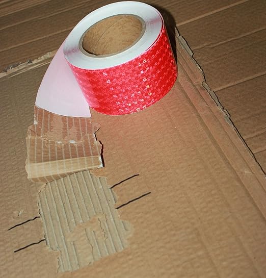 Red Reflective Tape Outdoor Waterproof 3 inch, High Visibility Hazard Conspicuity Safety Industrial Marking Tape (66 feet)