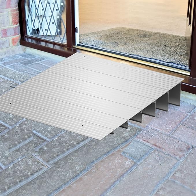 Door Threshold Ramp 6" Rise Door Ramp Aluminum Entry Ramp or Doorways Rated 800 lbs Load Capacity forWheelchair Scooters Power Chairs Walkers