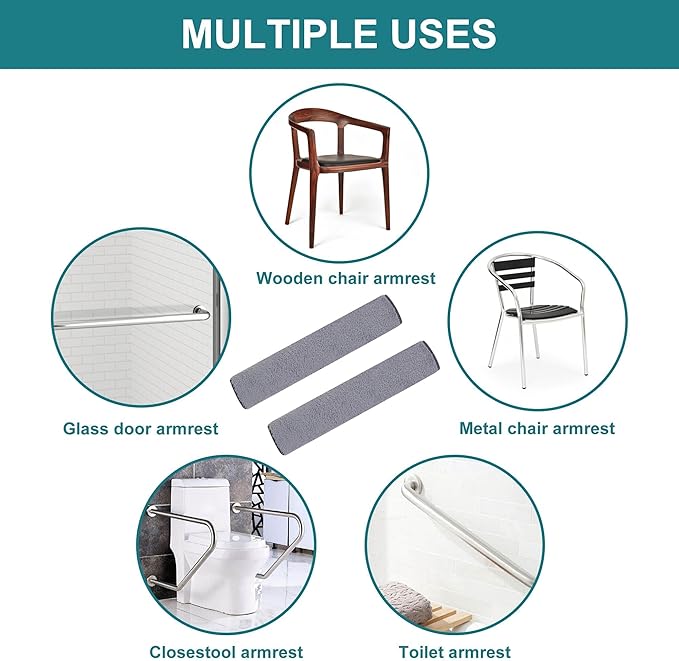 2 Pcs Small Armrest Pads Covers - Widened Self-Adhesive Straps Comfortable and Protective for Toilet Handle, Office Chairs, and Armrest Chairs Comfort Padding Pressure (Size：S)