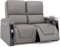 Seatcraft Apex Zero-Gravity CoolZero Italian Leather Home Theater Seating, Powered Headrest, Powered Lumbar, Powered Recline, Row of 2 Loveseat, Gray