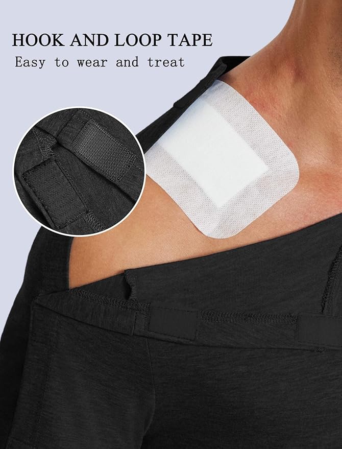 Deyeek Shoulder Post Surgery Recovery Shirts for Men Full Tear Away Short Sleeve T Shirt Adaptive Chemo Clothing