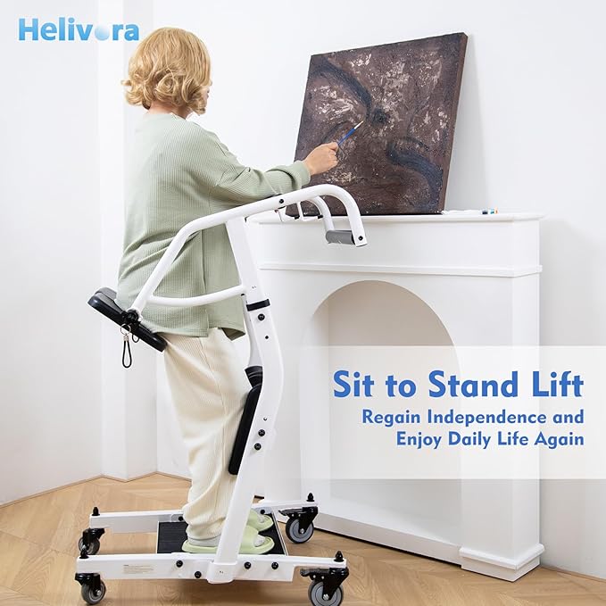 Sit to Stand Lift for Elderly - Stand Assist Patient Lift with Sling, Patient Transfer Lift for Home Care Use, Mobility Lift Assist Transfer Device for Seniors, Adults & Disabled, 400lb Capacity