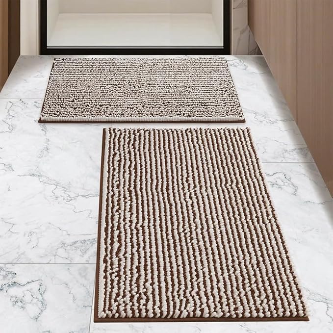 Ultra-Soft Bathroom Rug Set, 2-Piece – Absorbent, Non-Slip, Machine Washable Bath Mats for Bathroom, Shower, Sink, Kitchen （20" x 32" + 17" x 24"）