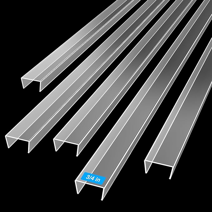 MONOID Drawer Edge Protector, Slip-On Clear Table Corners Guards, Door Kitchen Furniture Bumper, Prevent Wear, Impact Protection, Ease to Cut, 3/4" Thick, 24" Length – Clear, Pack of 5