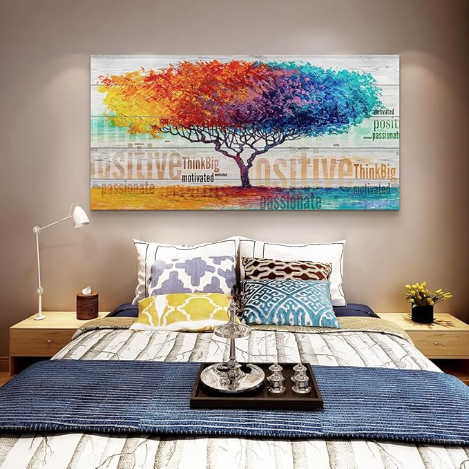 Lapremoly Large Size Canvas Wall Art - Abstract Painting Color Tree Wall Pictures - Ready To Hang - Living Room, Bedroom, Office - 30"X60"