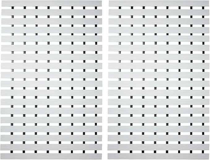 Extra Long Non Slip Shower Mat Without Suction Cups,Heavy Duty Rubber Bathtub Mat Spliceable,Cuttable,Quick Drain,Indoor Outdoor Use,2pack (Grey)…