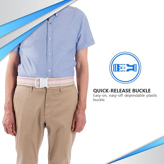 NYOrtho Plastic Buckle Gait Belt - Adjustable Machine Washable Strong and Durable Material Latex Free, Pastel, 54"
