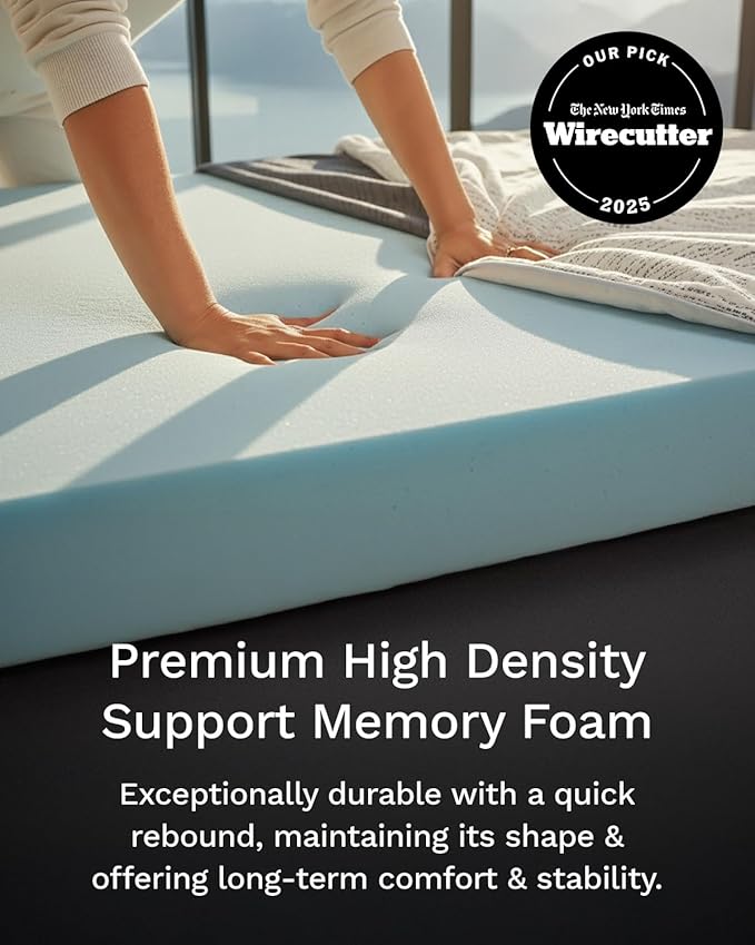 ViscoSoft 2 Inch Memory Foam Mattress Topper Cal King - Select High Density Ventilated Mattress Pad - Premium Removable Rayon Cover