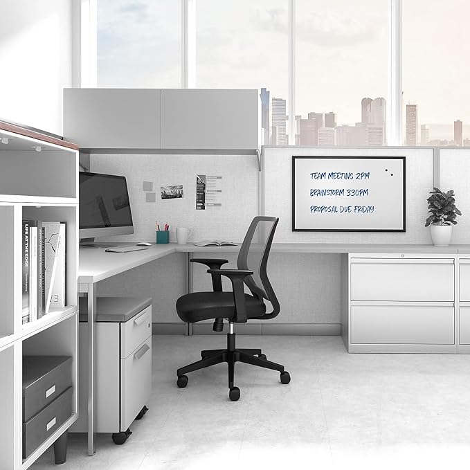 TRU RED Steel Magnetic Whiteboard | Dry Erase Board for Wall, White Board with Black Aluminum Frame, 3 ft x 2 ft
