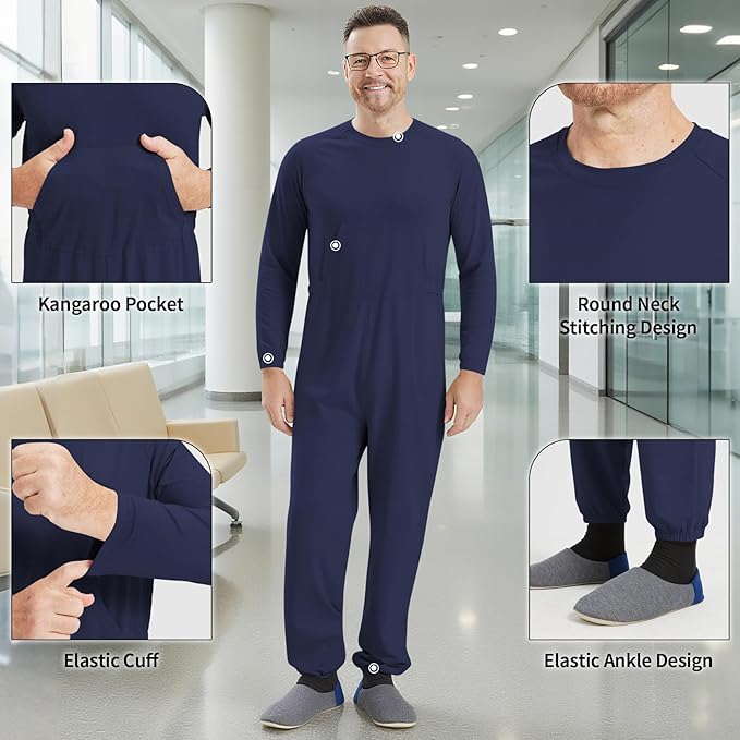Adaptive Clothing for Men with Anti-Strip Design and Easy Back Access for Dementia Elderly and Special Needs