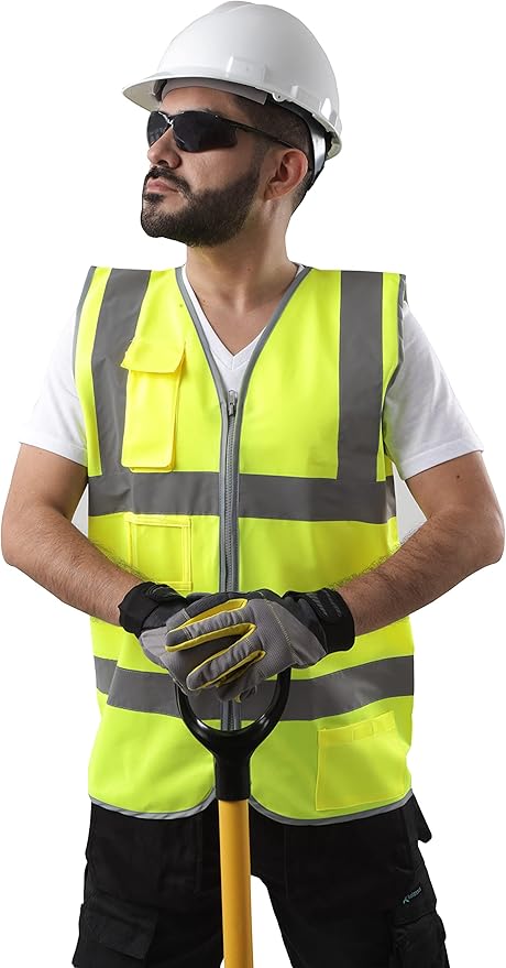 Kolossus Safety Vest For Men - High Visibility Reflective Vest - Chalecos Reflectantes de Seguridad - Yellow - Orange