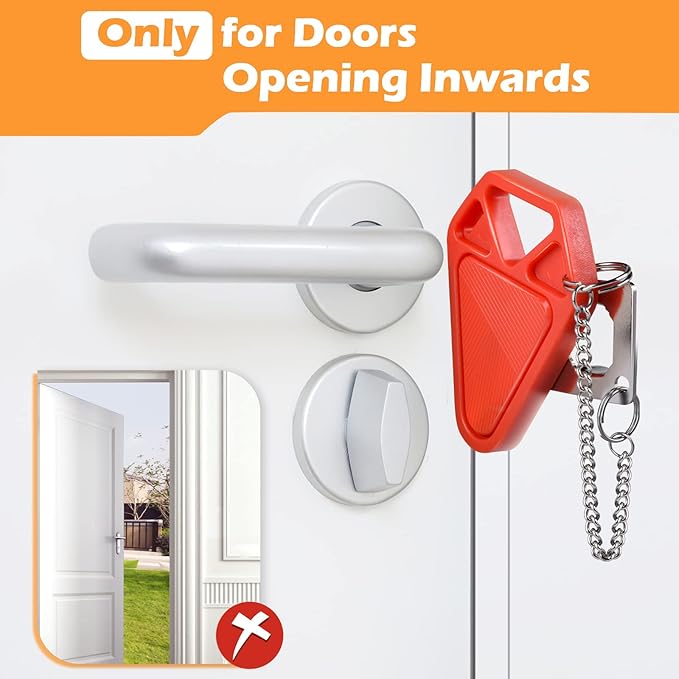 Travel Door Lock for Hotel Rooms Apartment Locks Home Security Defender Door Lock Latch Extra Door Locker from Inside Portable Lock for Door Security Travel Gifts Must Haves Essentials (4 Pack, Red)