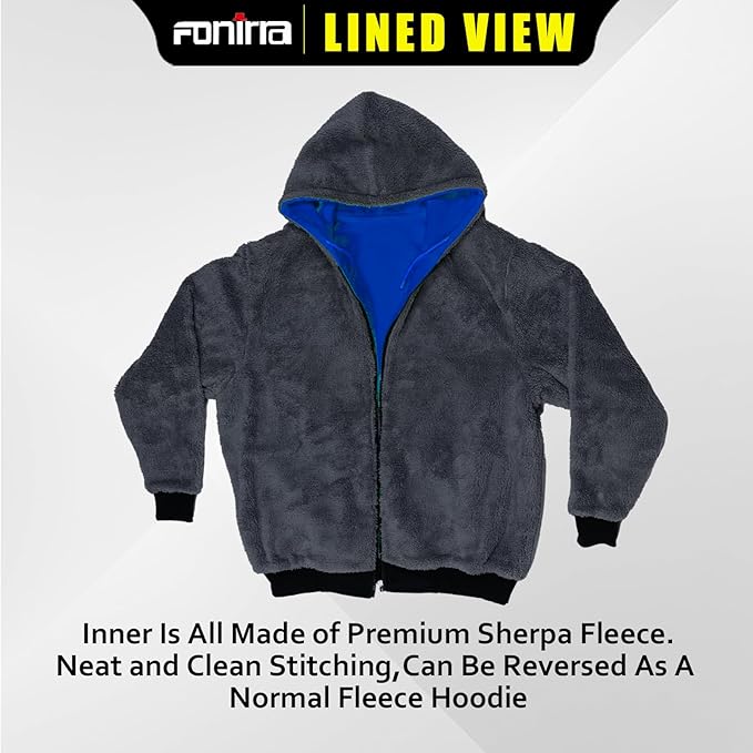 FONIRRA Men's High Visibility Safety ANSI Class 3 Lined Fleece Hoodie Sweatshirt with Black Bottom Jumper Workwear for Men(Blue,3XL)
