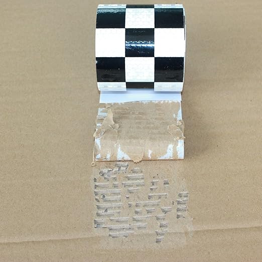 Black White Reflective Tape Outdoor Waterproof 3 inch X 10 feet, High Visibility Hazard Conspicuity Safety Industrial Marking Tape