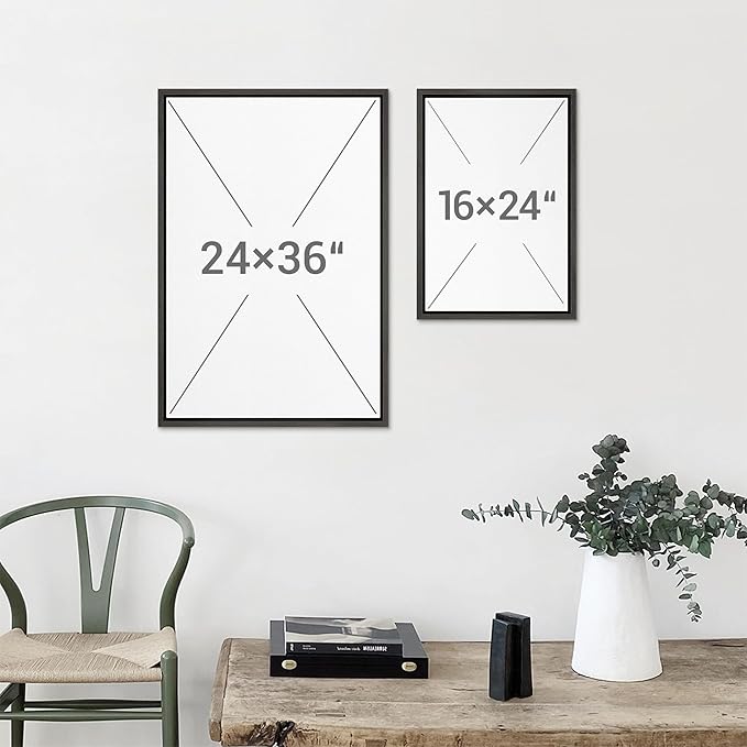 MUDECOR Framed Canvas Print Wall Art Neutral Abstract Dot Illustrations Modern Art Decorative Bohemian Colorful Chic for Living Room, Bedroom, Office - 16"x24"x2 Black