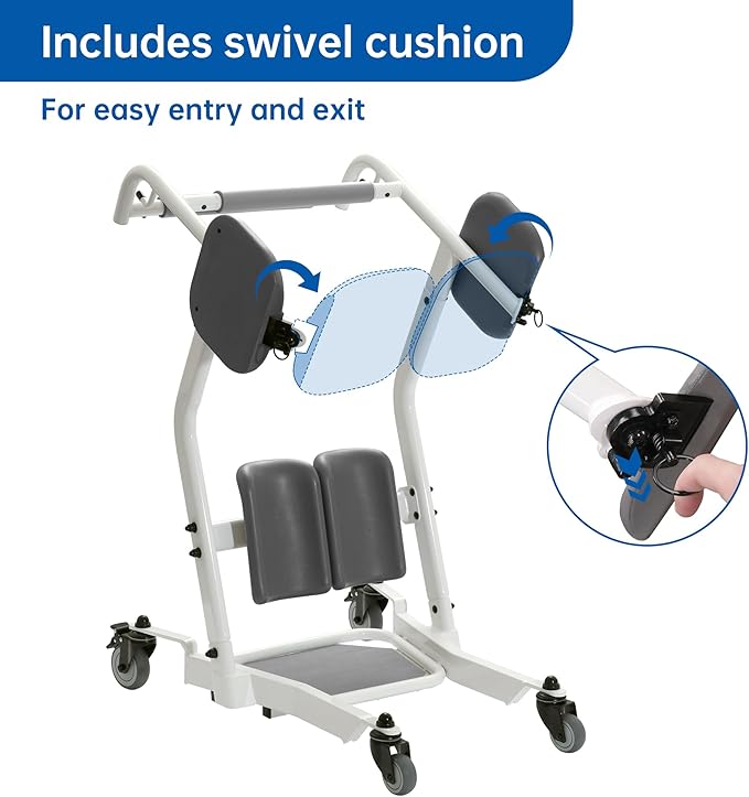Stand Assist Patient Transport Unit, Safely Sit, Stand, Transfer & Transport, Fall Prevention Patient Transfer Lifter for Home and Facilities, 400 lb Capacity.