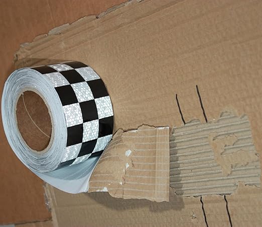 Black White Reflective Tape Outdoor Waterproof 3 inch X 166 feet, High Visibility Hazard Conspicuity Safety Industrial Marking Tape