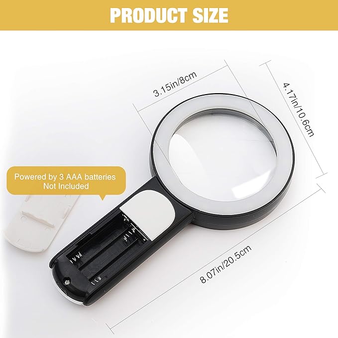 JMH Magnifying Glass with Light, Handheld Large Magnifying Glass 18LED Cold and Warm Light with 3 Modes, Illuminated Lighted Magnifier for Seniors Reading, Coins, Jewelry