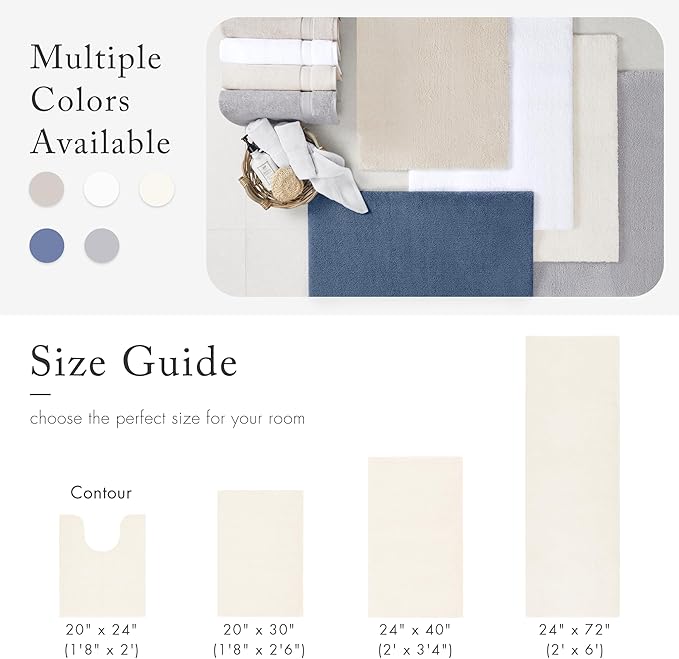 Madison Park Non Slip, Luxrurious Plush Mat, Absorbent, Quick Dry, Spa Design Bath Room Décor Marshmallow Bathroom Rug, 20x24, Cream