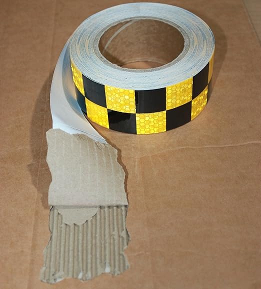 Yellow Black Reflective Tape 2 inch X 166 feet, Outdoor Waterproof Hazard Conspicuity Warning Industrial Marking Tape