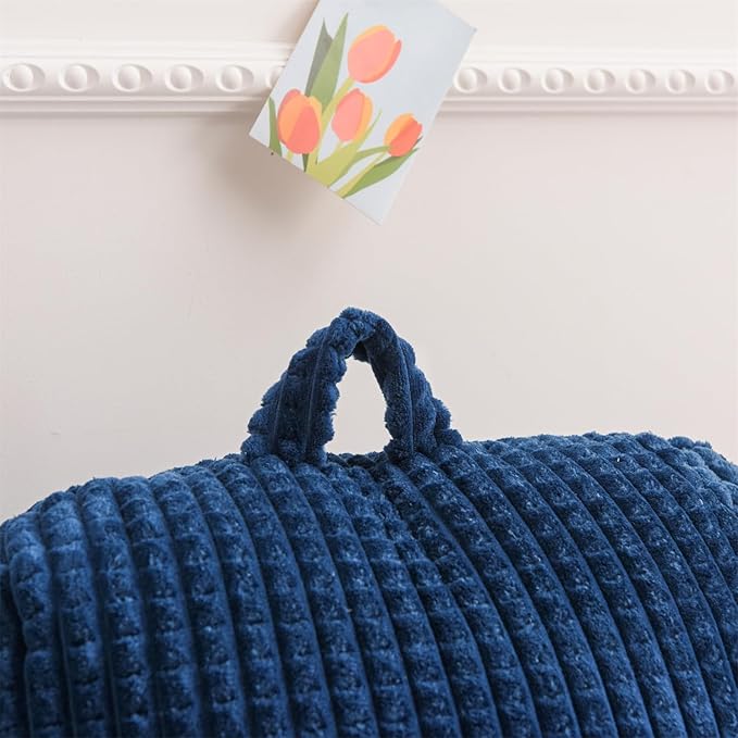 Holawakaka Reading Pillow for Bed and Sofa Couch Sitting Up, Backrest Pillows with Arms for Kids Teens Adults, Back Support Cushion for Lounging, Watching TV, Working on Laptop, Navy Blue