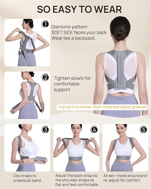 OFIR Innovative Counter-Curve Mechanics Upper Back Brace Posture Corrector for Women, High Elasticity & Premium Material Blend Back Posture Corrector for Men, Upgraded 3D Diamond Padding Airflow Brace