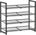 Metal Shoe Rack for Closet,entryway, 4-Tier Shoe Organizer, Adjustable Flat or Angled Shelves, Holds up to 20 Pairs Shoes, Black
