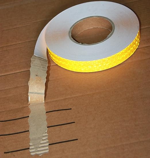 Yellow Reflective Tape Outdoor Waterproof 1 inch, High Visibility Hazard Conspicuity Safety Industrial Marking Tape (166 feet)