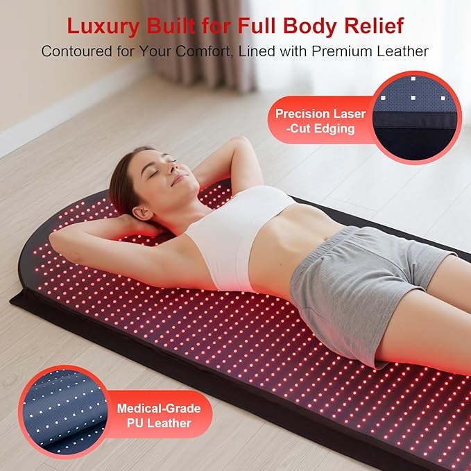 Full Body Red Light Therapy Mat, 71"x33" Infrared Light Therapy Blanket with 1380 LEDs (660nm & 850nm) for Muscle Recovery, Pain Relief & Sleep Improvement
