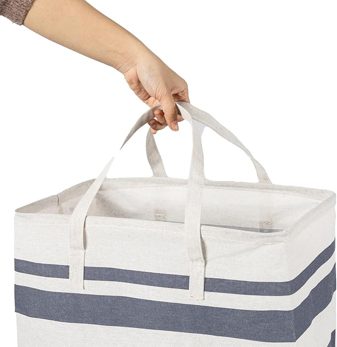 2 Pack Laundry Baskets 100L Extra Large, Waterproof Freestanding Collapsible Laundry Hamper with Reinforced Handles, Blue Clothes Hamper for Dorm, Bathroom, Bedroom, Laundry Room