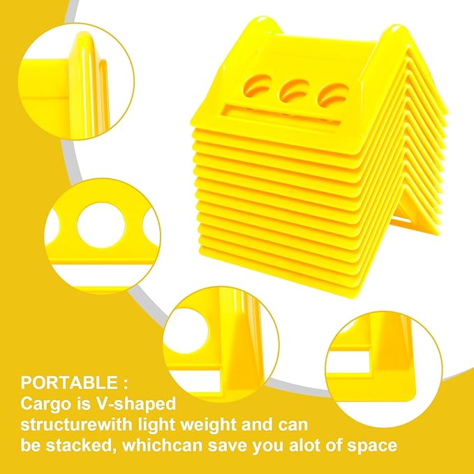 24 Pack 4" Flatbed Edge Protectors with Carrying Case, 4" Winch Ratchet Straps Plastic Corner Protectors for Flatbed Cargo Load (Yellow)