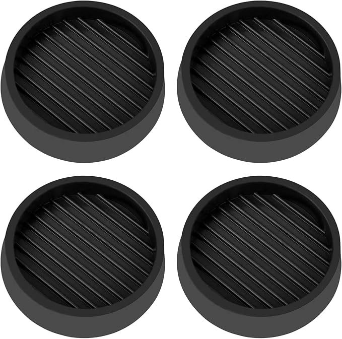 2X2 Round Rubber Caster Cups, Non Slip Furniture Pads, Anti-Slip Gripper, Anti Skid Furniture Feet, Anti Slide Floor Protector for Bed Couch Table Chair Stoppers - (Black, 4 Pack)