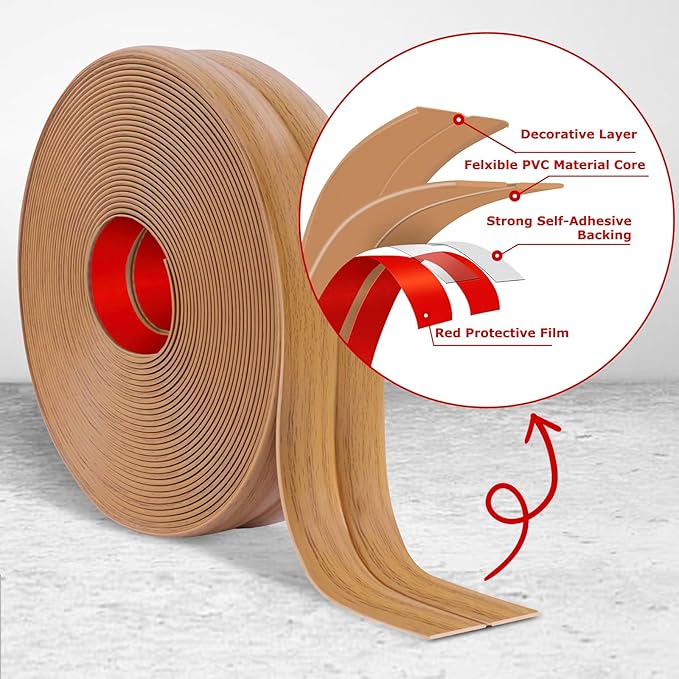Flexible Wall Corner Protector Moulding Trim Peel and Stick Wall Corner Guards Edge Protector Self Adhesive Molding Trim Strip for Edge Ceiling (Light Brown Wood Grain, 1.6 in x 10 Ft)