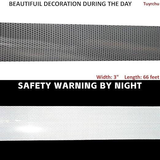 Silver Reflective Tape Outdoor Waterproof 3 inch, High Visibility Hazard Conspicuity Safety Industrial Marking Tape (66 feet)