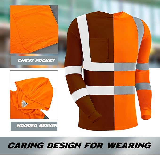 Amylove 4 Pcs Reflective Safety T Shirt High Visibility Work Shirts Sun Protection Construction