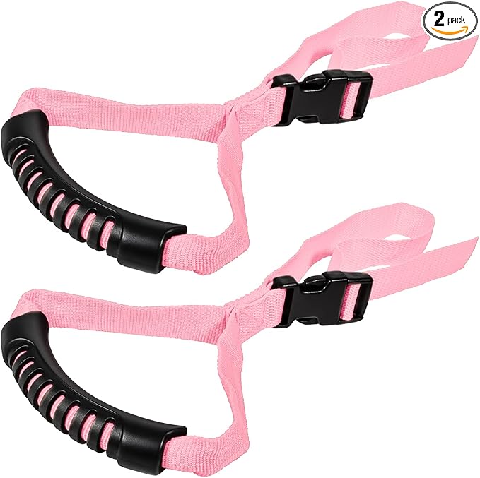 E-cowlboy Auto Cane Grab Aid - Adjustable Standing Aid Safety Handle Portable Vehicle Support Grab Bar Nylon Grip Mobility Assist Device (Pink 2 Pack)