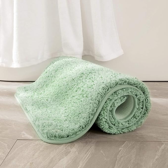 MIULEE Sage Green Bathroom Rugs Non Slip Bath Mat 24'' x 48'' Shaggy Soft Bath Rug Plush Microfiber Absorbent Water for Shower Tub Machine Washable (Sage Green, 24x48 Inches)