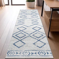 jinchan Moroccan Runner Rug 2x6 - Kitchen Machine Washable Runner Rug Modern Geometric Soft Low-Pile Lightweight Non-Slip Carpet for Entryway Hallway Laundry Room Bedroom Farmhouse (2x6ft, Blue)
