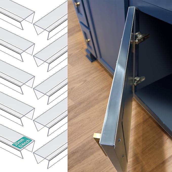 MONOID Drawer Edge Protector, Slip-On Clear Table Corners Guards, Door Kitchen Furniture Bumper, Prevent Wear, Impact Protection, Ease to Cut, 3/4" Thick, 39.4" Length – Clear, Pack of 10